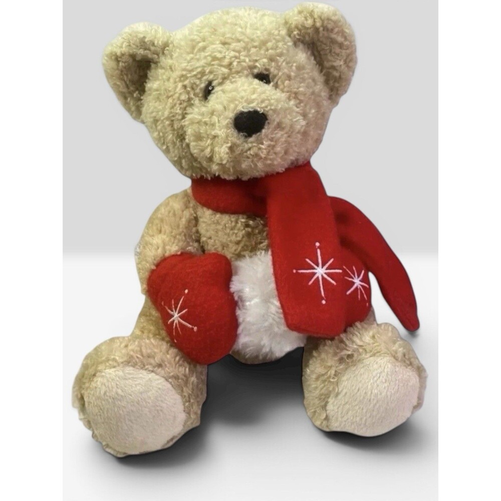 Wishpets Josy Teddy Bear 2004 Holiday Plush Red Scarf Mittens